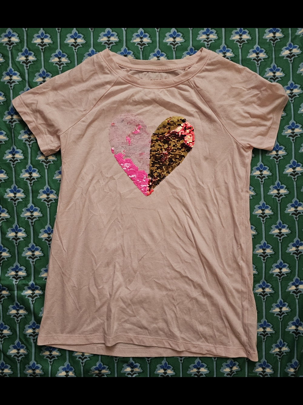 Cat & Jack Pink Tee with Sequence Color Changable Heart